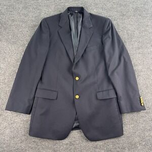 Vintage Brooks Brothers Blazer 42 L Blue Wool Golden Button University Sport 346